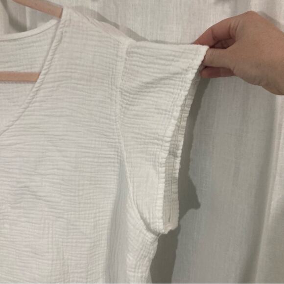 three dots crispy white beachy boho muslin gauzy 100% cotton tunic top size XXL - Picture 3 of 6